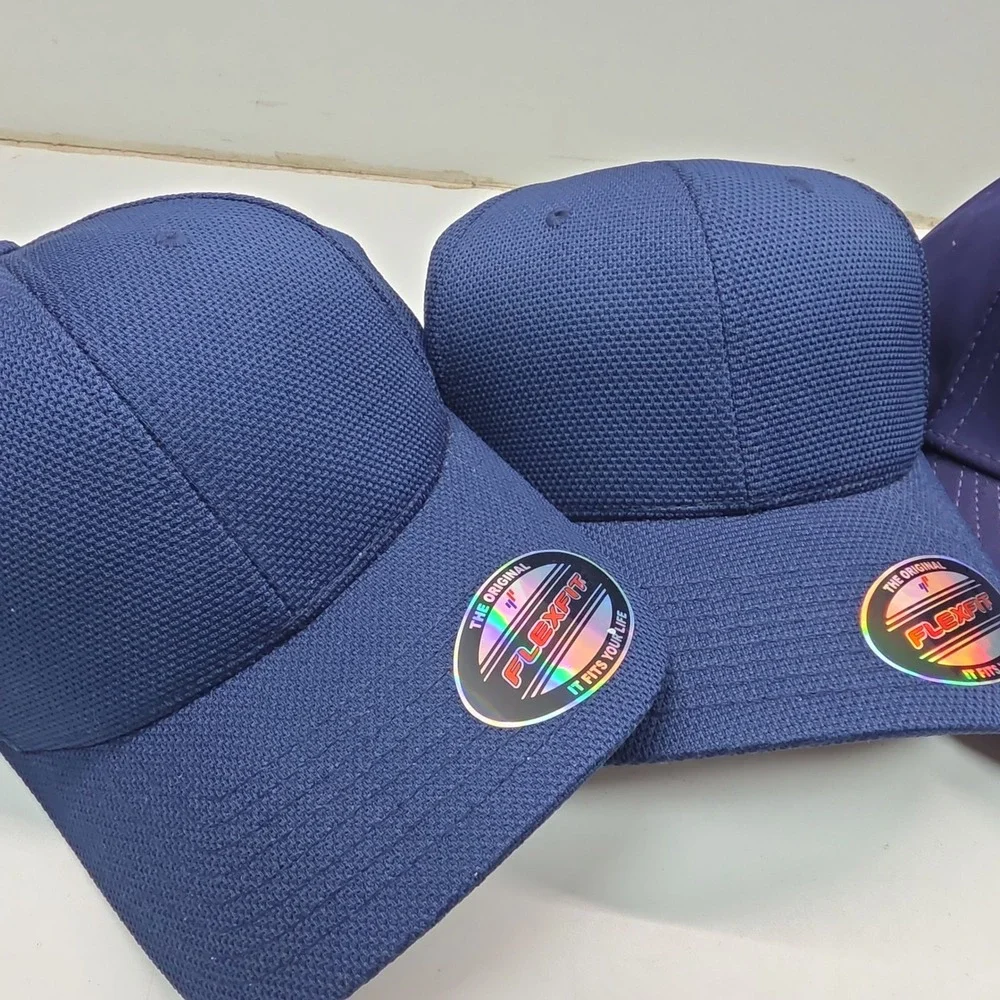 4pc Navy Blue Baseball Cap Bundle Flexfit New Era Medium Large XL Blank Hats